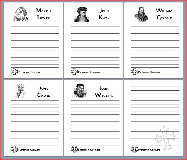 Protestant reformers notebooking pages â notebooking fairy