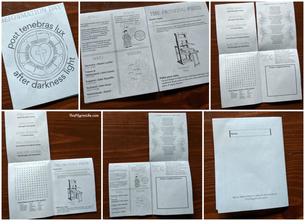 Printable reformation day activity for kids