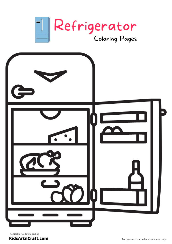 Refrigerator coloring pages for kids â free printables