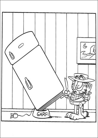 Hungry garfield what is in the fridge coloring page free printable coloring pages
