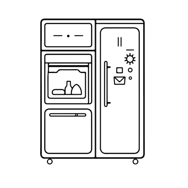Premium vector sketch hand drawn single line art coloring page refrigerator