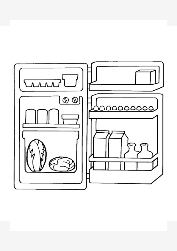 Coloring pages open refrigerator coloring page