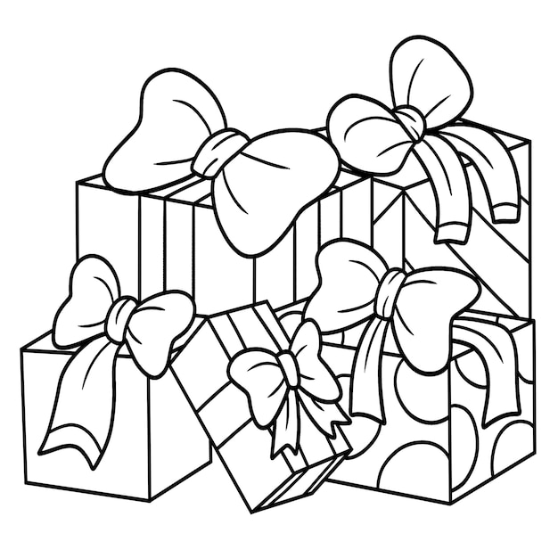 Premium vector christmas gifts isolated coloring page for kids