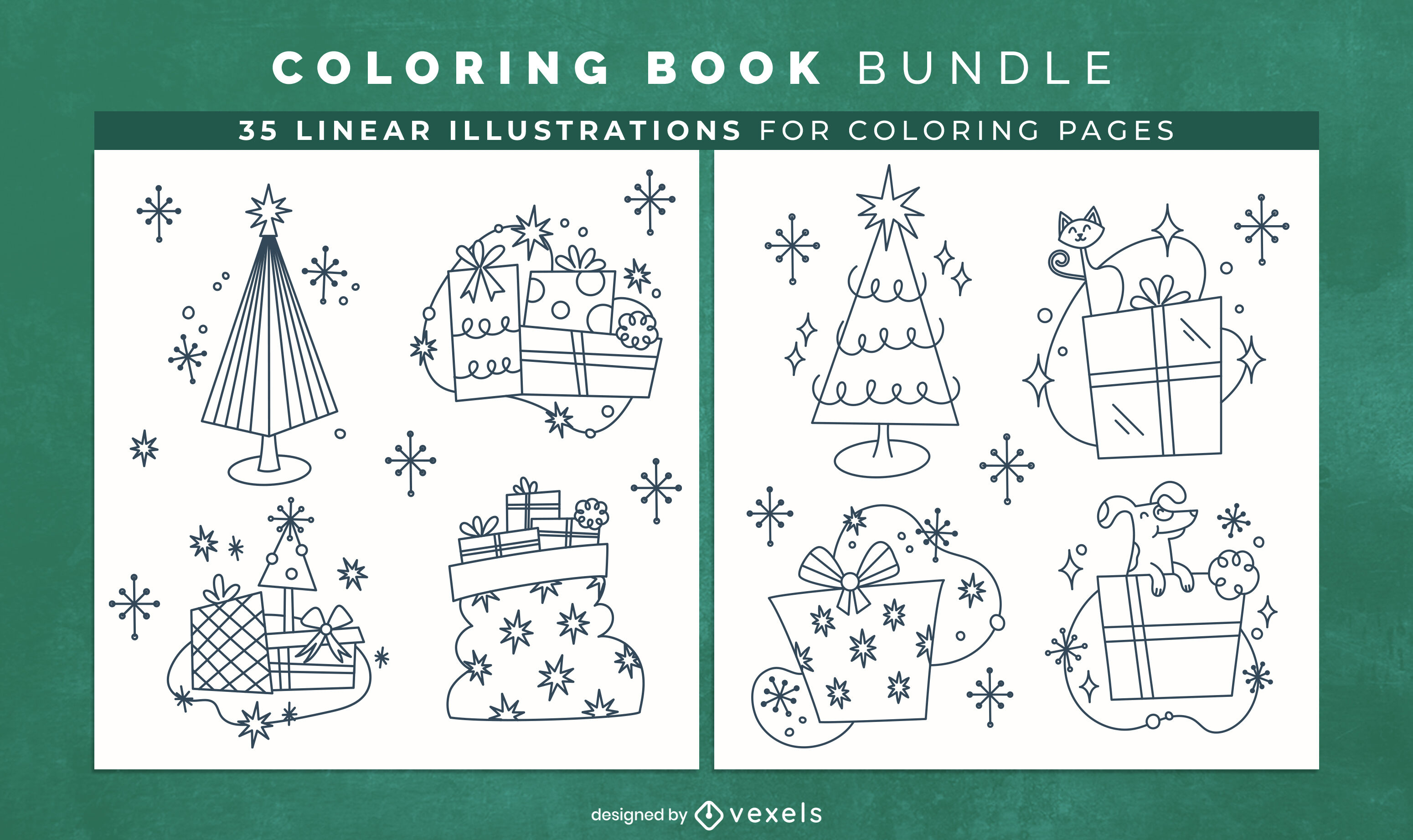 Dcarga vector de regalos de navidad para colorear pãginas de diseão de libros