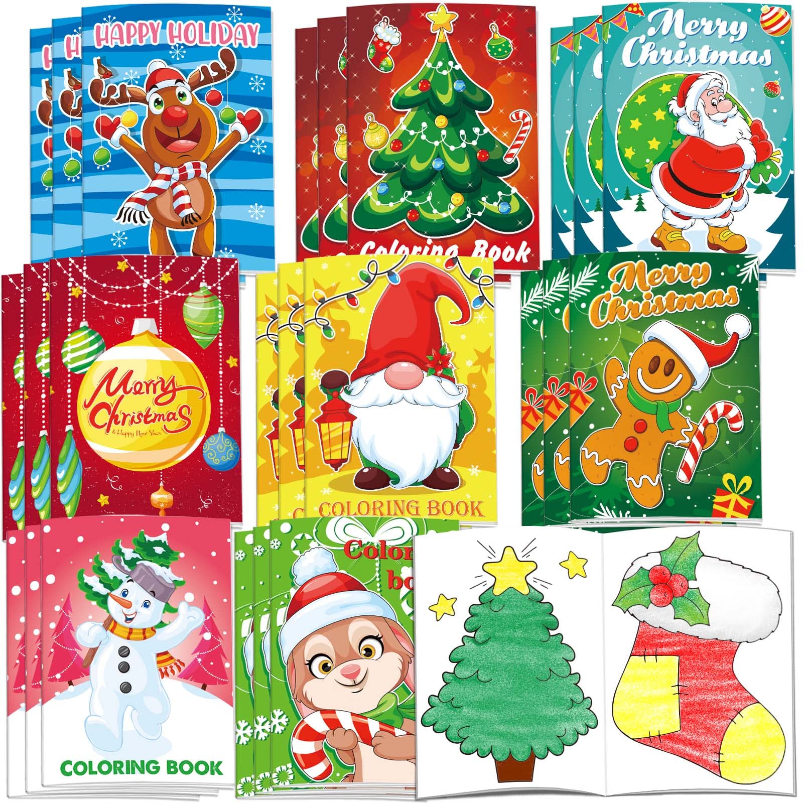 Omgouue libros de navidad para colorear para niãos regalos de fiesta de navidad medias regalos bolsas de regalo suministros de vacaciones juguetes y juegos