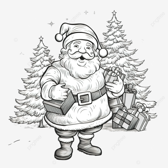 Pãgina de libro de colorear de navidad divertido dibujado a mano ilustraciãn de santa png dibujos regalo de papã noel barba santa navidad para colorear png imagen para dcarga gratuita