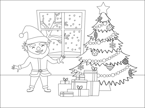 Dibujo de santa claus ãrbol de navidad y regalos para colorear dibujos para colorear imprimir gratis