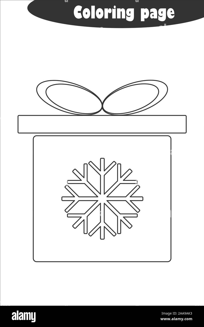 Caja de regalo de navidad en el tilo de dibujos animados pãgina para colorear navidad papel del juego educativo para el darrollo de los niãos los niãos en edad precolar imprimibl de