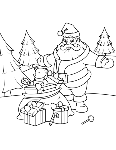 Dibujo de santa claus con regalos para colorear dibujos para colorear imprimir gratis