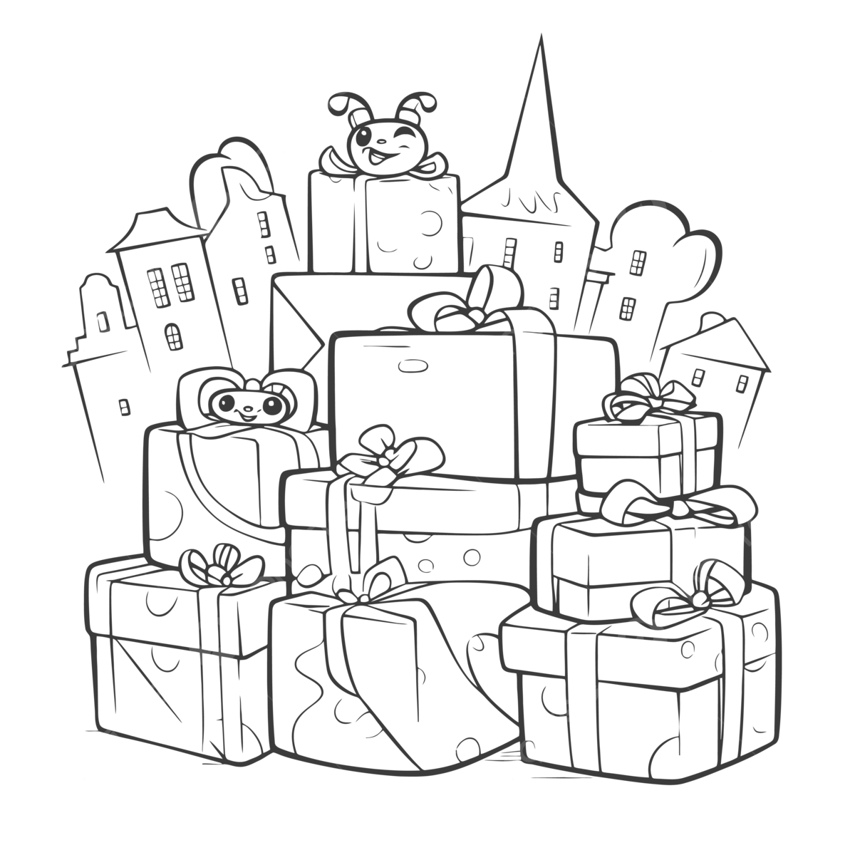 Pãgina para colorear de navidad y regalos para niãos bozar dibujo vector png prenta dibujo prenta quema prenta boceto png y vector para dcargar gratis
