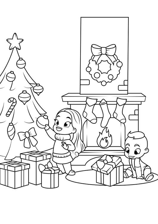 Dibujo para colorear celebra navidad