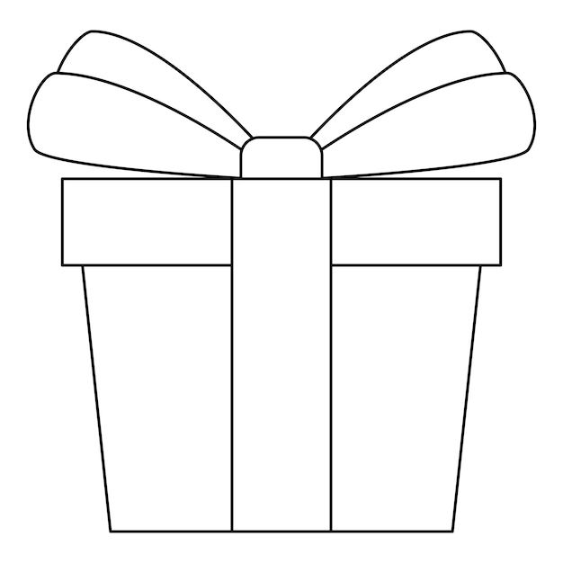Pãgina para colorear con caja de regalo para niãos vector premium