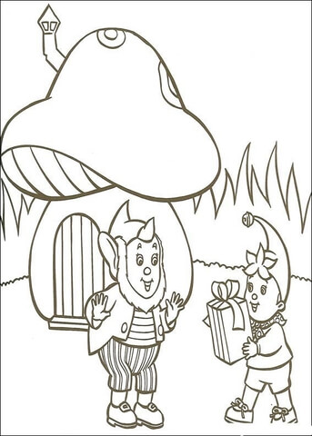 Dibujo de noddy lleva un regalo para big
