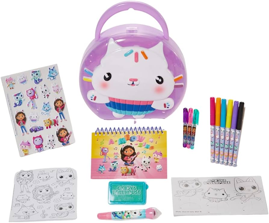 Gabbys dollhouse coloring sticker activity set for kids with travel carrying case toys games