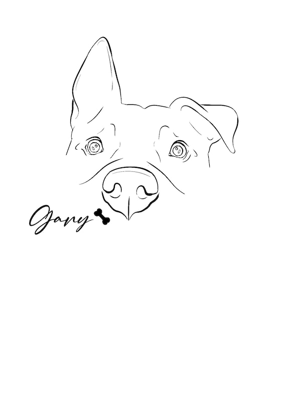 Custom line drawing dog ear outline or dog tattoo