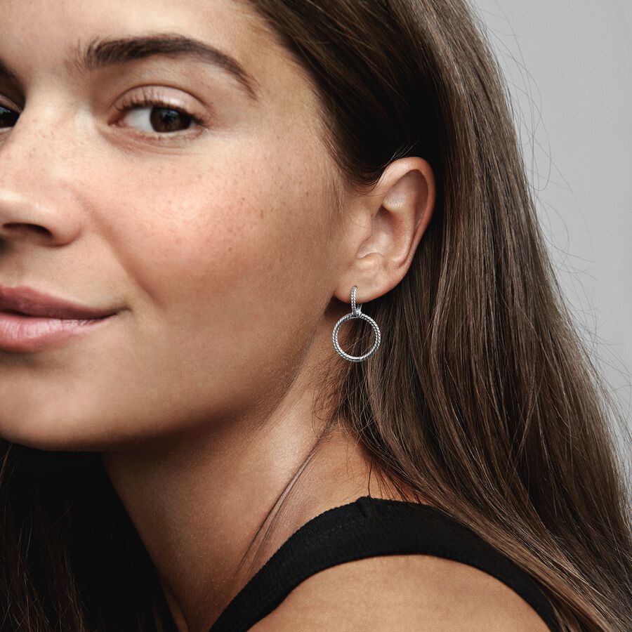 Moments charm double hoop earrings sterling silver