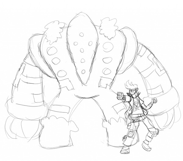 Duck and regigigas sketch by homicidaldoktor
