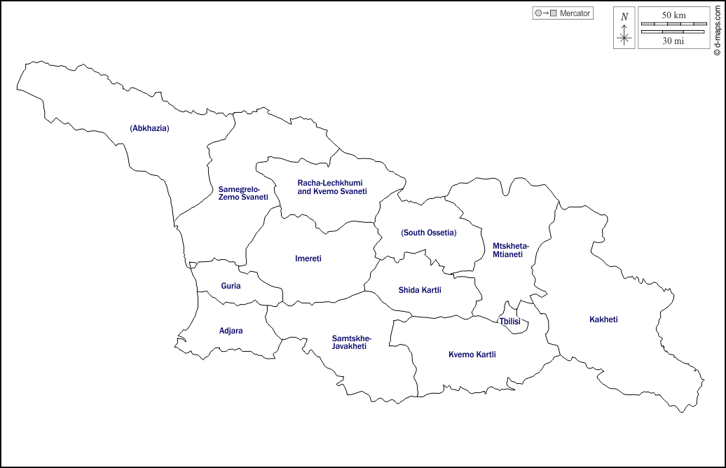 Georgia free map free blank map free outline map free base map outline regions names white