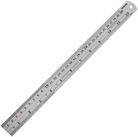 Regla de acero inoxidable de pulgadas regla de metal kit con tabla de conversiãn regla de mediciãn lineal mãtrica de borde recto cm herramientas y mejoras del hogar