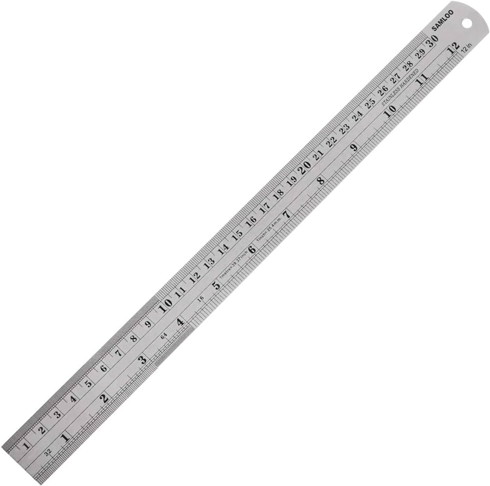 Regla de acero inoxidable de pulgadas regla de metal kit con tabla de conversiãn regla de mediciãn lineal mãtrica de borde recto cm herramientas y mejoras del hogar