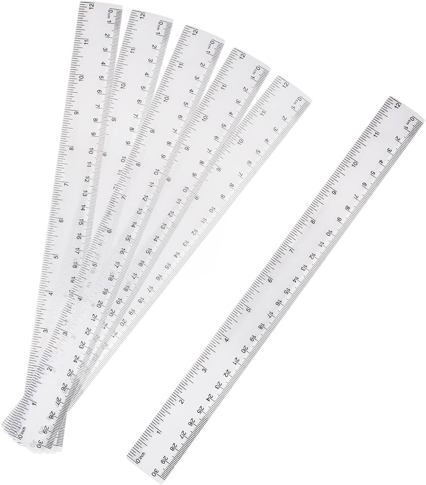 Pieza regla de plãstico cm pulgadas regla transparente con pulgadas y centãmetros regla pequeãa para tuche reglas de herramienta de mediciãn para la cuela la oficina y el hogar