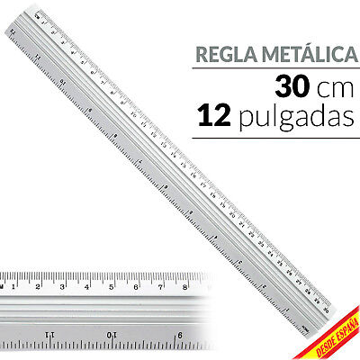 Regla metalica aluminio cm pulgadas doble escala metrica oficina le