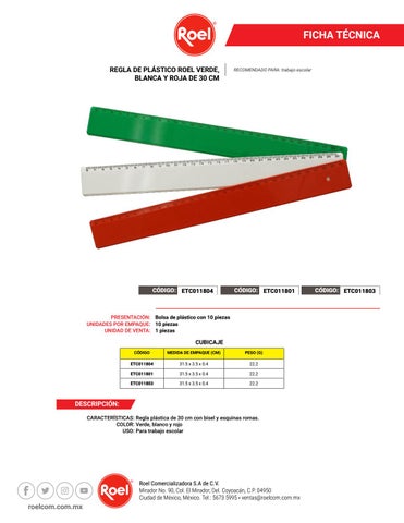 Ficha tãcnica reglas plãsticas roel by roel ercializadora