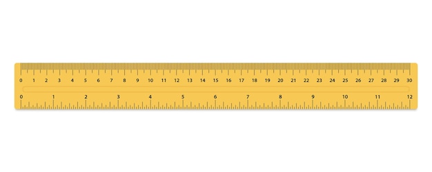 Premium vector metric rulers size indicator units measuring tool ruler cm plastic yellow isolated ruler with inch and centimeters