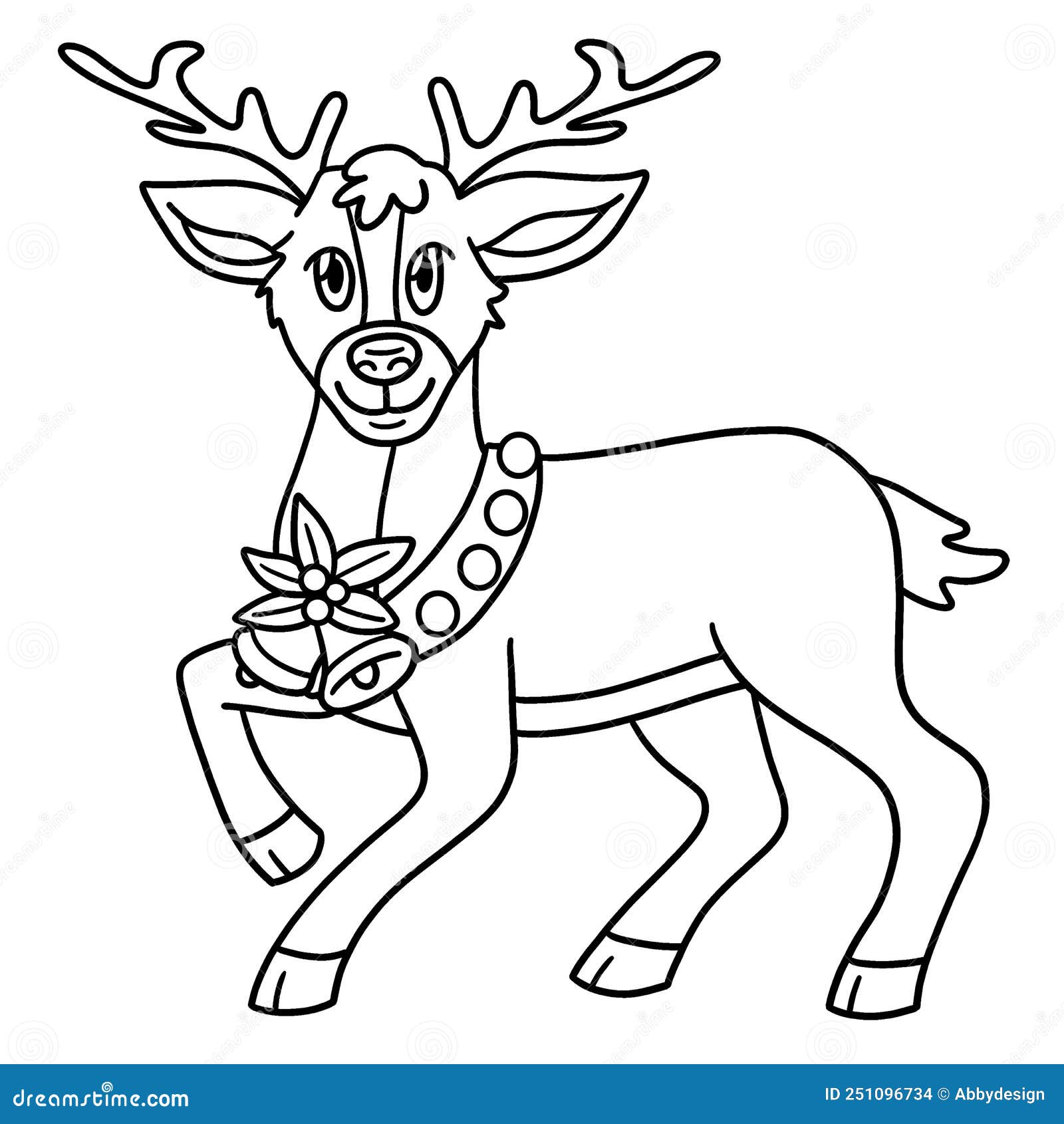 Christmas santa reindeer isolated coloring page stock vector