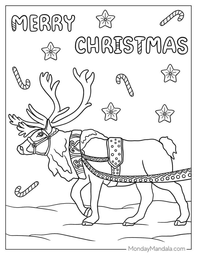 Reindeer coloring pages free pdf printables