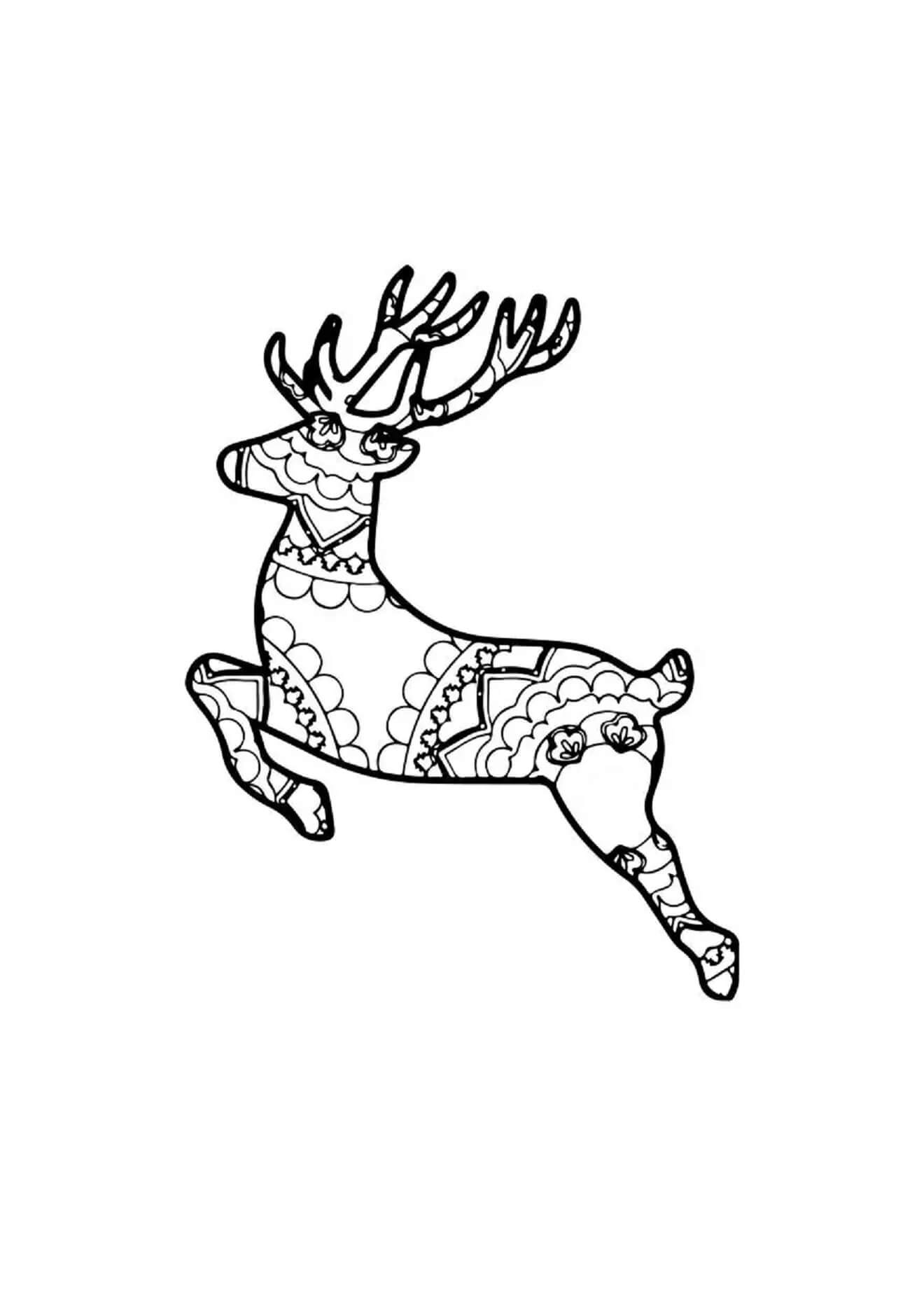 Reindeer jumping mandala coloring page