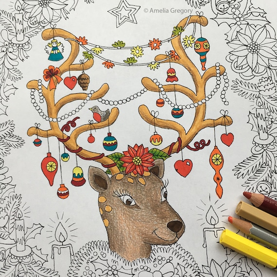 Christmas coloring pages christmas coloring christmas coloring cards christmas deer deer antlers deer print deer christmas card