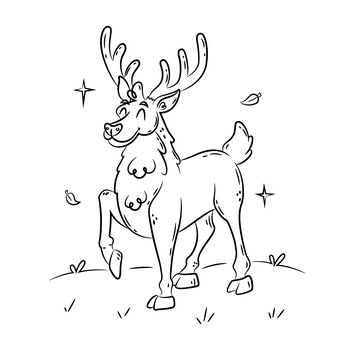 Page reindeer antlers outline vectors illustrations for free download