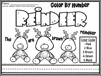 Free color by number christmas reindeer page by bb kidz tpt