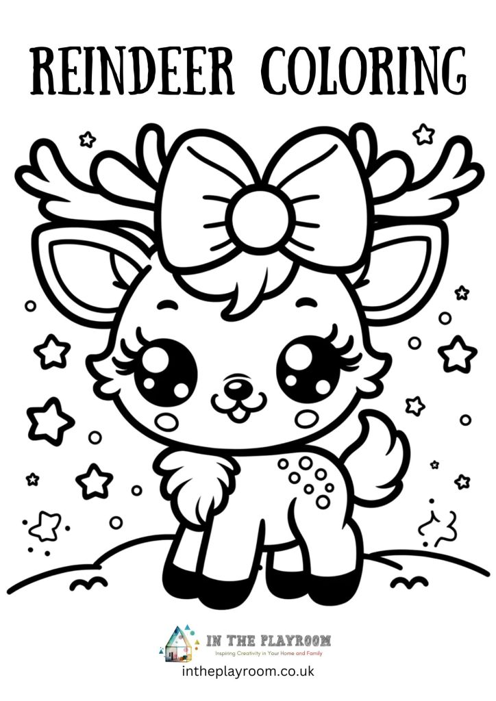 Free printable cute reindeer loring pages