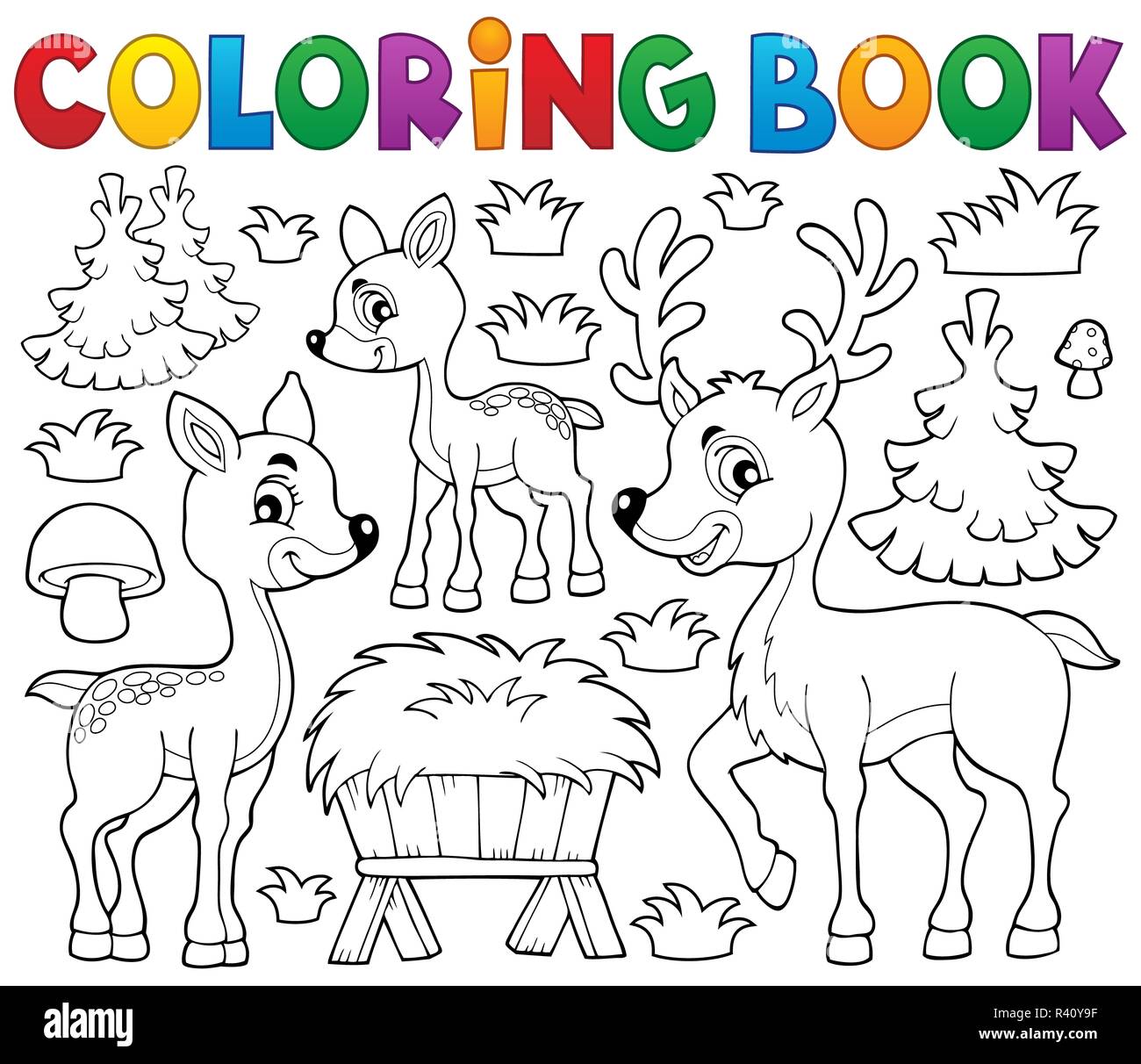Reindeer coloring cut out stock images pictures