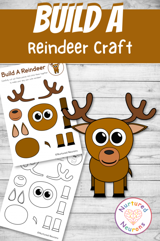 Cute build a reindeer craft cut and paste activity for kids