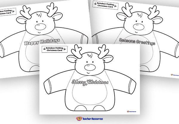 Expandable reindeer christmas card template