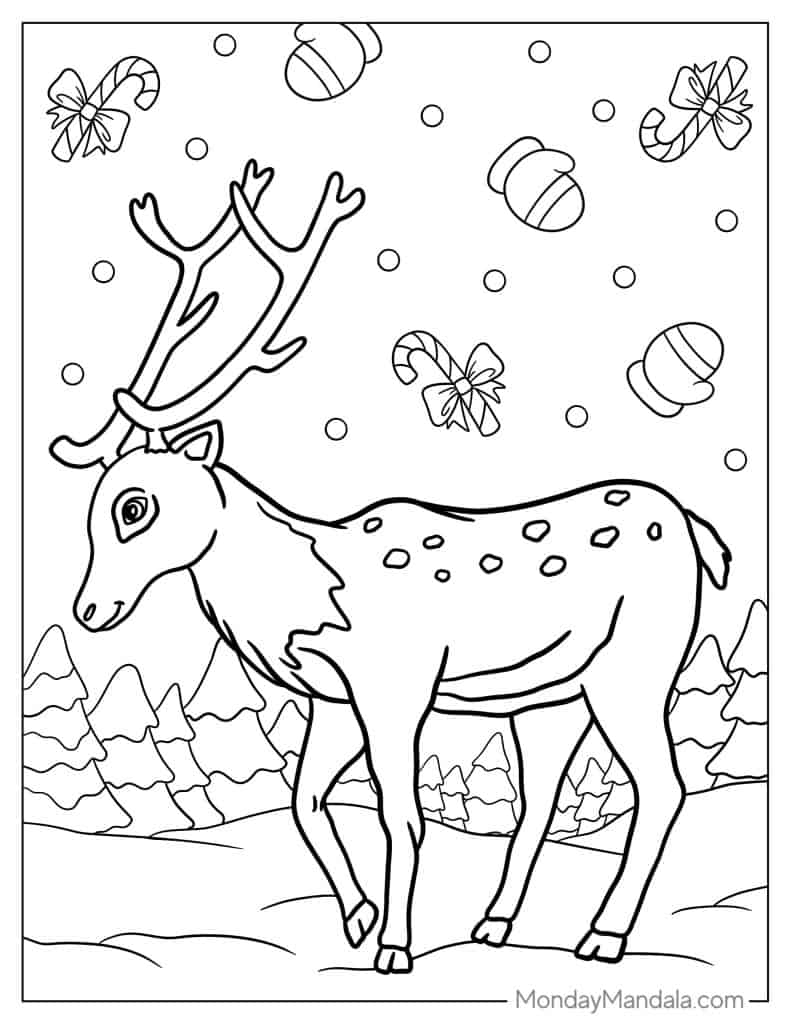 Reindeer coloring pages free pdf printables