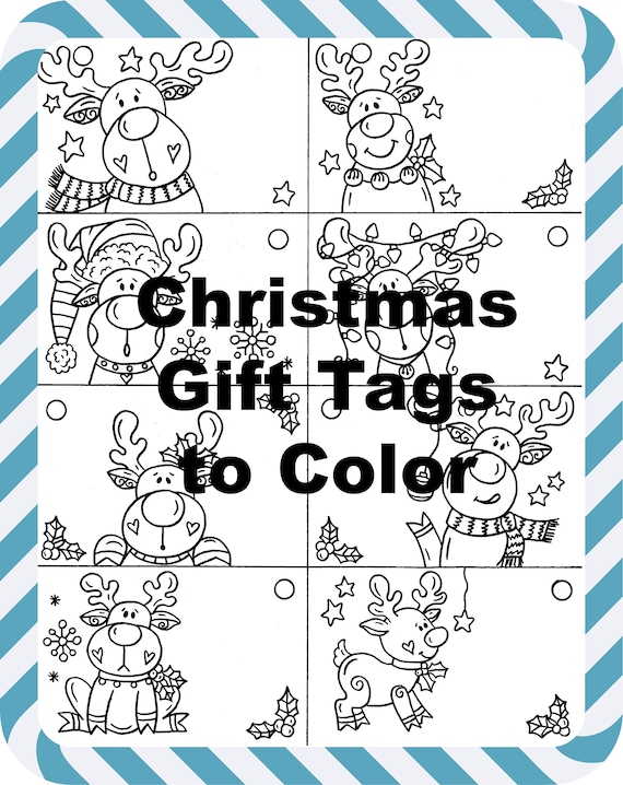 Christmas reindeer gift tags to color printable digital coloring pages christmas coloring fun color page decorate christmas animals