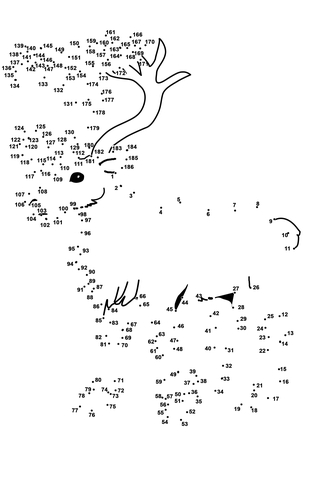 Reindeer dot to dot free printable coloring pages