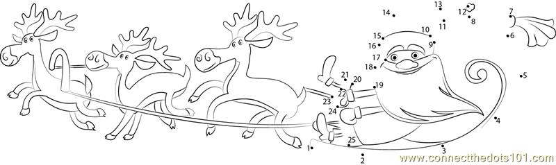 Santa claus and elk vector santa reindeer dot to dot printable worksheet