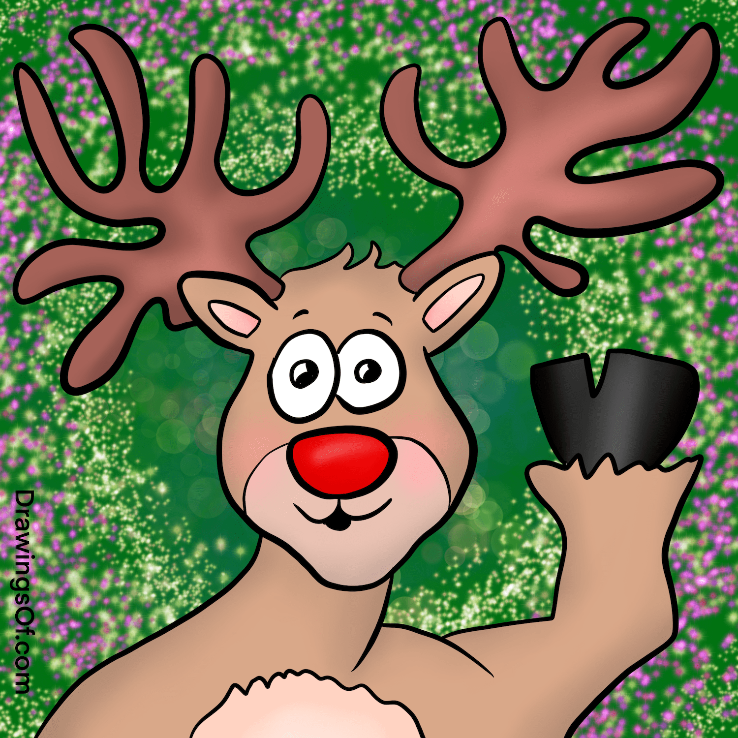 Reindeer drawing cute easy cartoon instructions