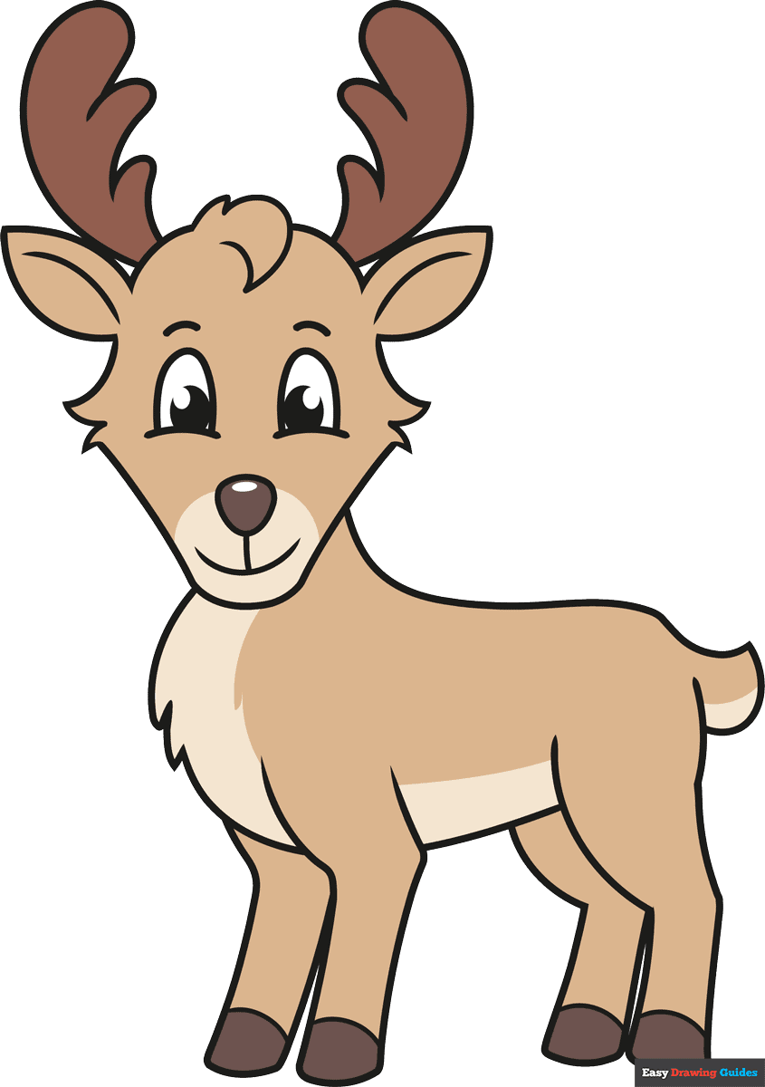 How to draw an easy cartoon reindeer