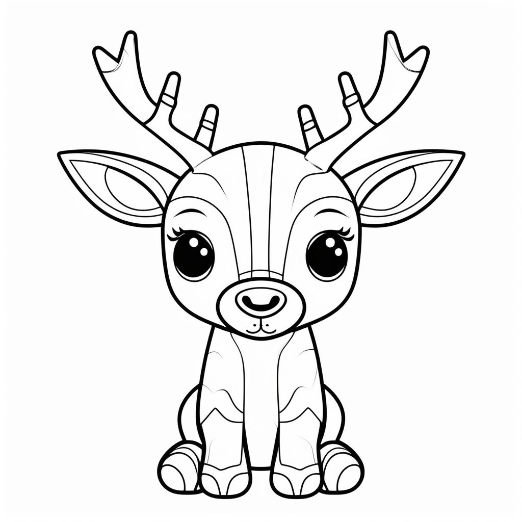 Outline of a silly christmas moose head with small eyes