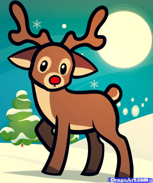 How to draw a reindeer for kids easy tutorial steps