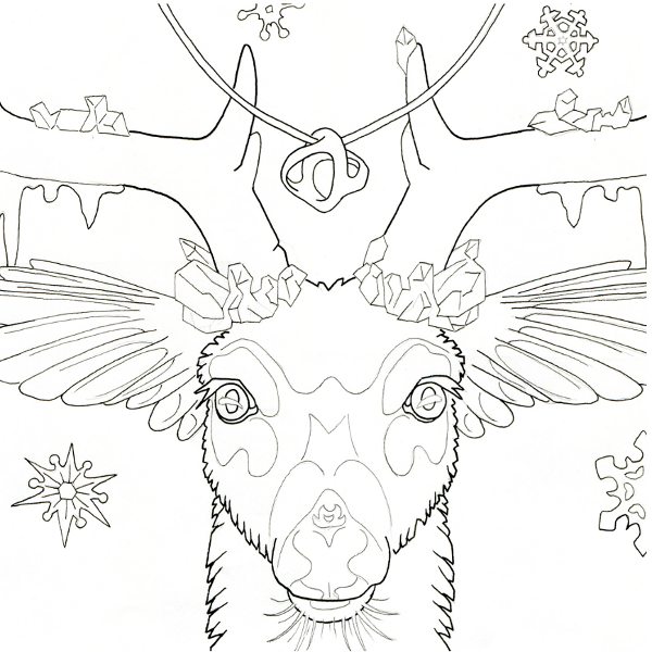 Deer totem coloring page