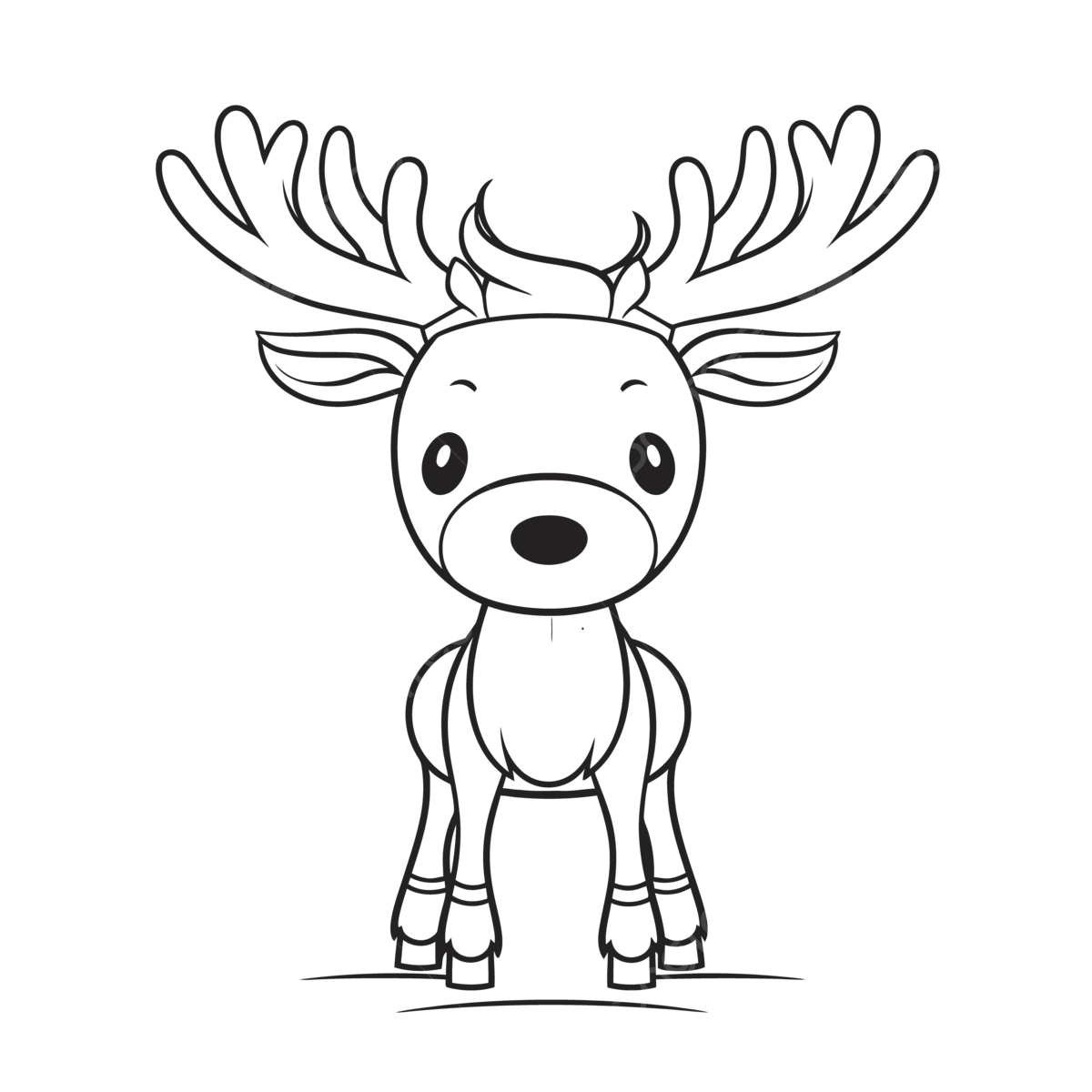 Cute reindeer outline png vector psd and clipart with transparent background for free download
