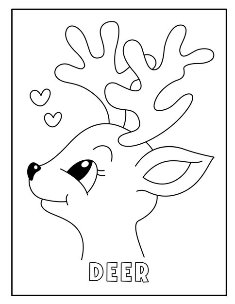 Premium vector christmas deer coloring page for kids