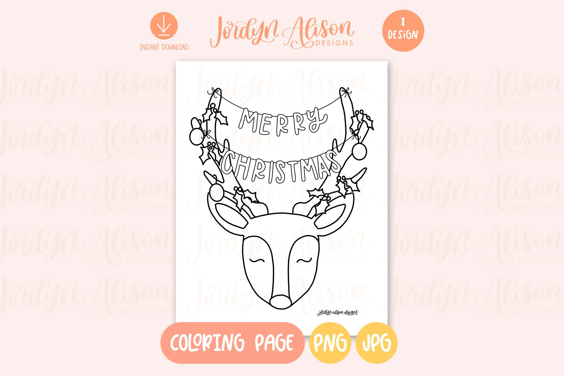 Reindeer coloring page christmas coloring page for kids â